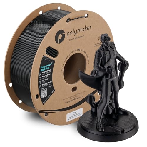 Image of Polymaker ABS Max 3D Printer Filament 1.75mm, Black 1kg Engineering Grade ABS with High Heat Resistance and Enhanced Creep Resistance for Heated Chamber Printers