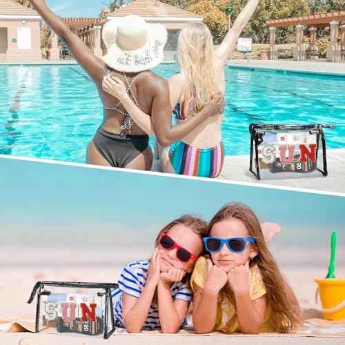 Image of COSHAYSOO Sunscreen Bag Clear Makeup Toiletry Pouch Beach Vacation Essentials for Women Teen Girls Trip Gifts Summer Pool Travel Must Have Accessories Waterproof Stuff