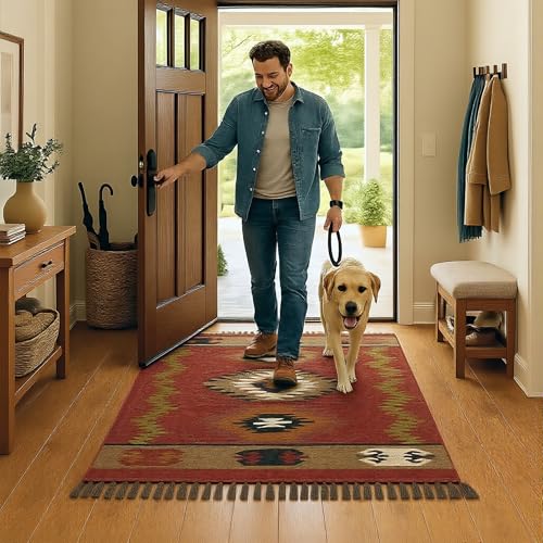 Tapete kilim reversible 91x152 cm diseño geométrico multicolor miniatura 4
