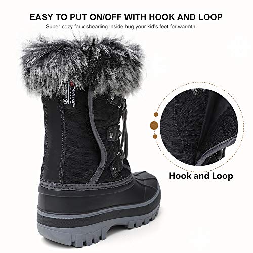 Tombik TB200515BLACKGRAY080 Toddler Kids Snow Boots Boys Girls Insulated Waterproof Winter Cold Weather Duck Boots Black/Grey 7-8 Us Toddler thumb #6