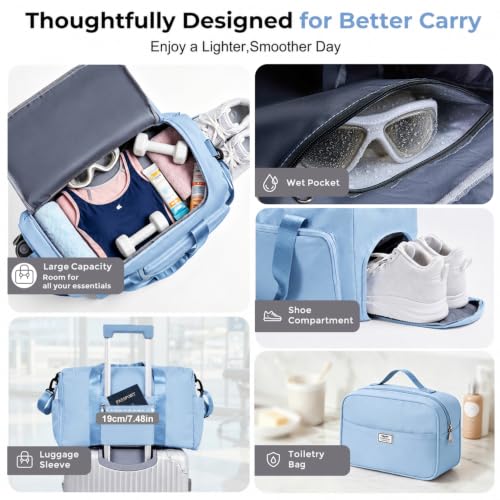 Image of FIORETTO Women's Gym Duffle Bag with Shoes Compartment, 30L Capacity, Ideal for Travel, Gym, Sports, Duffel, Weekender