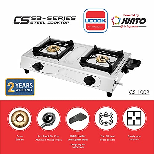 Image of UCOOK JUNTO Basic 2B Series 2 Burners Gas Stove Stainless Steel Cooktop