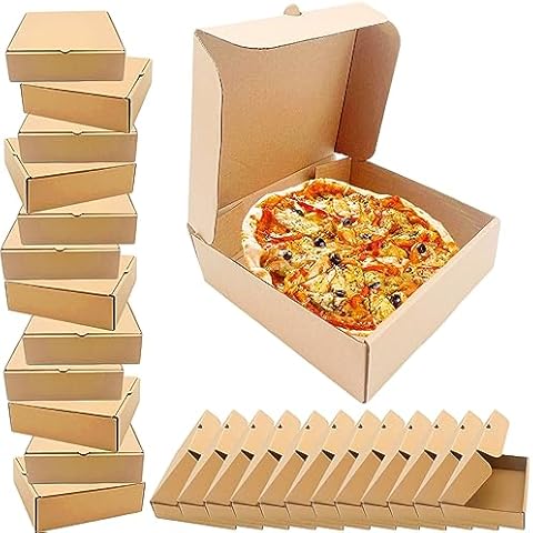 PETIT MANON Pizza Boxes,6 x 6 x 1.77 Inches Cardboard Pizza Boxes Keeps Pizza Fresh,25 PCS Kraft Corrugated Pizza Boxes Empty Pizza Boxes for Pizzerias Restaurants Takeout Party Favors Cover