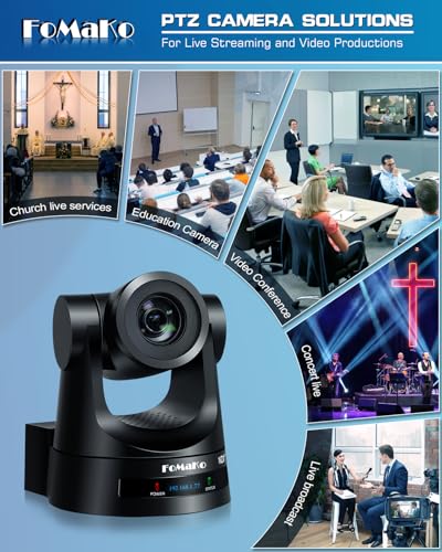 Image of FoMaKo NDI PTZ Camera Bundle, AI Auto-Tracking Gen3, 20X Zoom PoE HDMI, PTZ Controller for Church Worship, KN20A+KC608 BN201