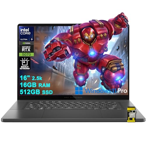 ASUS ROG Zephyrus G16 Gaming AI Laptop 16 2560x1600 OLED 240Hz (500nits) Intel 16-core Ultra 9 285H 16GB RAM 512GB SSD GeForce RTX 5070 (Up to 798 AI Tops) RGB Backlit Win11Pro ICP Hub