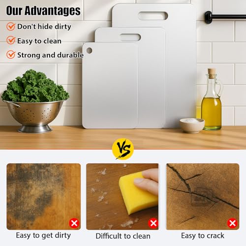 Image of Titanium Cutting Board, 100% Pure Titanium Chopping Board for Kitchen, Hygiene & Durability Double Sided Cutting Board, Non toxic Chopping Board, Dishwasher Safe (13.2 inch x 9.4 inch)