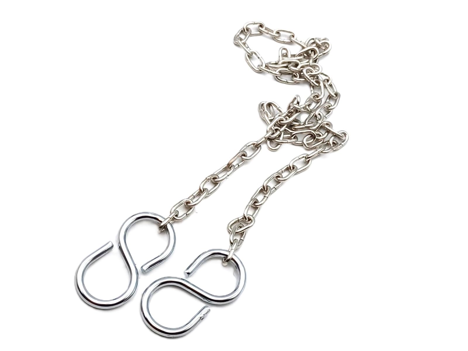 Chrome Solid Brass S Hooks And 500Mm Of Plated Chain 6Kgs Max Load - Choice Of Finishes (Chrome)