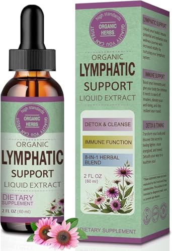 Lymphatic Drainage Drops for Lymph System Detox Cleanse, Lymphedema Support Supplement Formula Echinacea, Burdock Root, Calendula Flower, Use with Lymph Massage Tool. 2oz