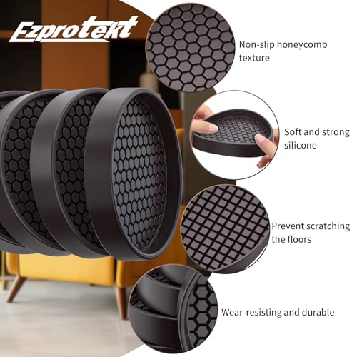 Image of Ezprotekt Non Slip Furniture Pads, 8 Pcs 3 inch Rubber Caster Cups, Anti Skid Furniture Coasters for Hardwood Floors, No Slide Furniture Gripper, Floor Protector for Bed Couch Furniture Stoppers (Brown)