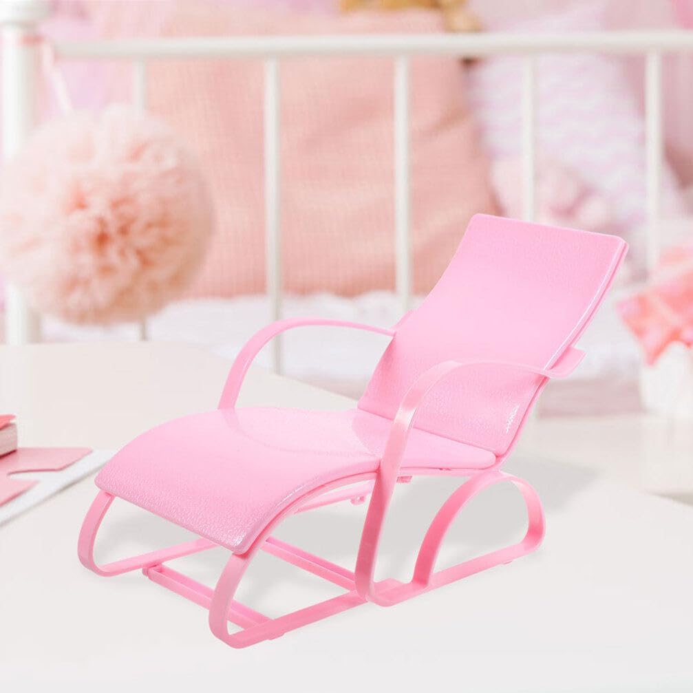 UPKOCH Mini Beach Chair Toys for 11.5 Inch Dolls Plastic Dollhouse Furniture 2 Pack Pink Lounge Chairs for and Doll Accessories