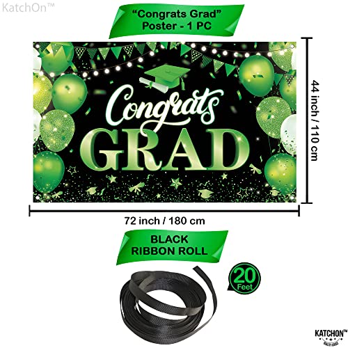 Image of KatchOn, XtraLarge Congrats Grad Banner - 72x44 Inch | Green and Black Congratulations Backdrop | Graduation Banner Class of 2026, Graduation Decorations Class of 2026 | Graduation Decorations 2026