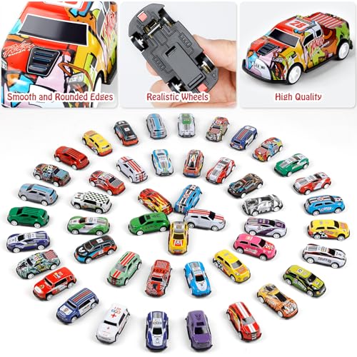 Bublonics 48pcs Pull Back Cars Set,Alloy Racing Car Toys,Bulk Mental Trucks Toy Vehicles Set,Goodie Bag Stuffers Mini Cars Party Favors for Kids Boys and Girls - Image 5