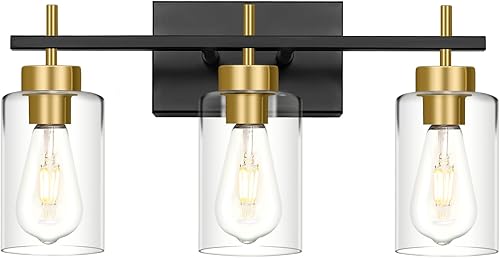 Miniatura 8 de ZSMIHDOH Lámpara negra para tocador de baño, apliques de pared de baño, luz de baño sobre espejo, apliques de pared industriales interiores para