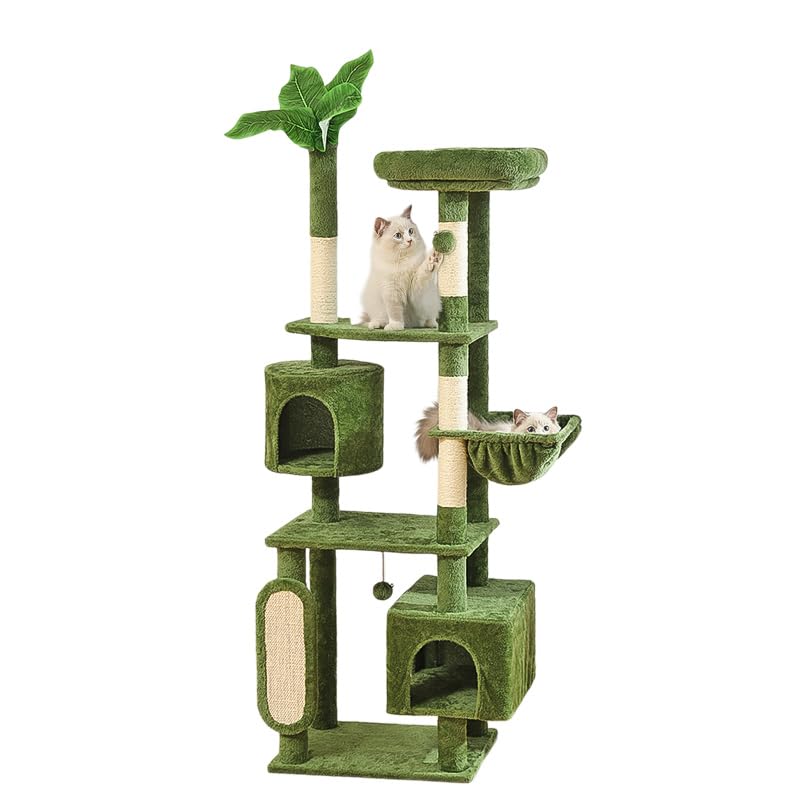 Hoopet 70-Inch Large Cat Tree for Multiple Cats | Cat Tower with 2 Condos & Hammock | Indoor Relaxation & Activity | Eas