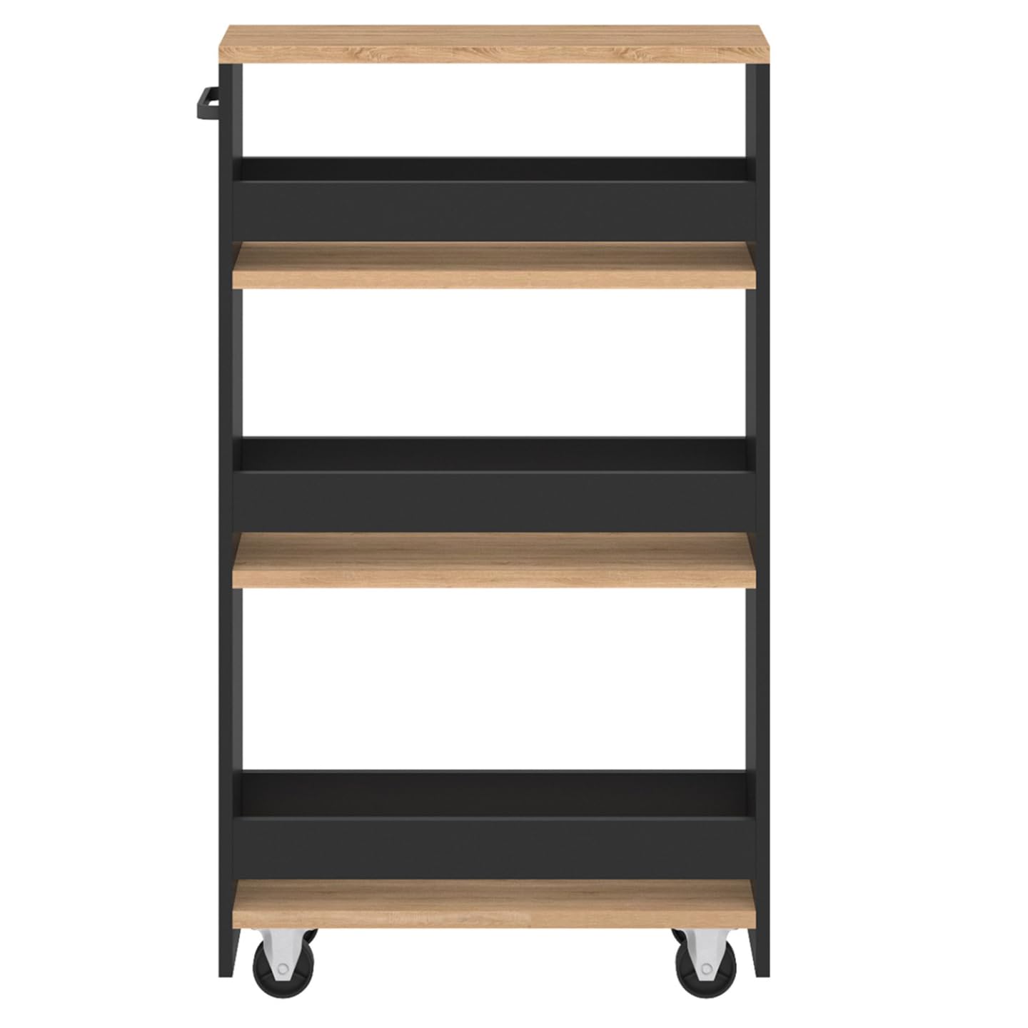 IDMarket - Desserte de cuisine gain de place HAGA chariot de rangement à étages noir et façon hêtre