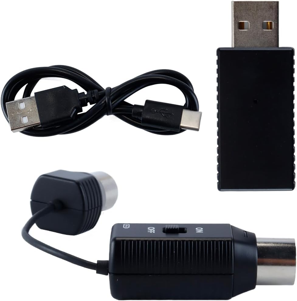 Ausi A Set Of Wireless MIDI To USB Cable Converter Connector, MIDI Adapter System, Wireless 5 Pin USB Interface Adapter Connector, Piano Keyboard