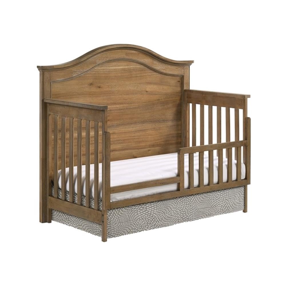 Pemberly Row Farmhouse Wood Toddler Guard Rail in Sand Dune Finish