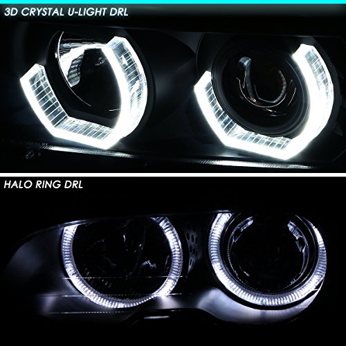 DNA Motoring HL-3D-E3996-BK Black Housing Crystal LED U-Halo Projector Headlight With Led Signal Light For 5-Series