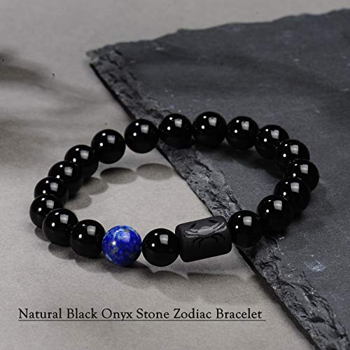 Pulsera Zodiac para hombres y mujeres con piedra ónix negra natural miniatura 2