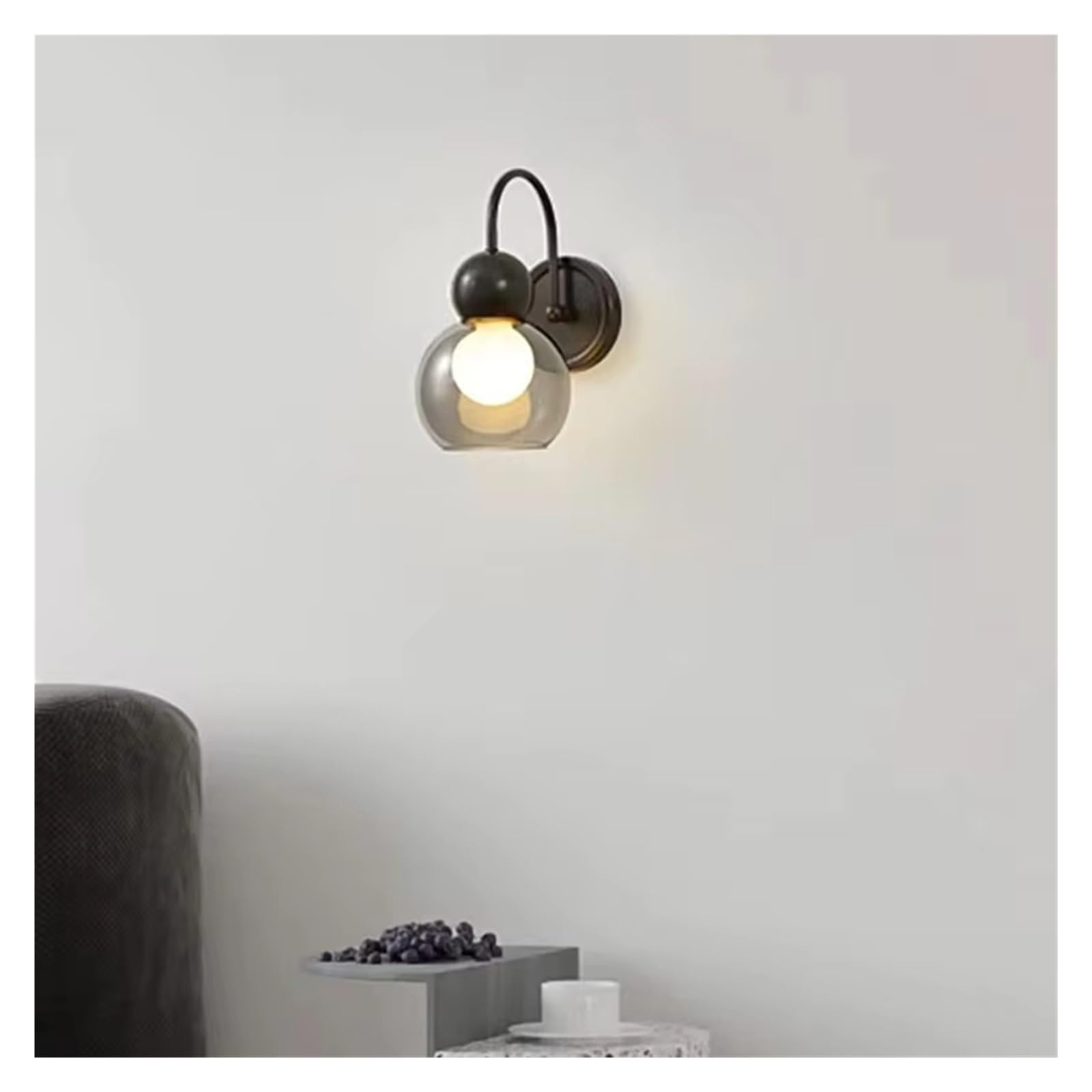 ZTCHSENZT Wall Lamp Dropshipping Clear Gray Glass Copper Lighting Fixtures for Foyer Bedroom Stairs,Black-28CM