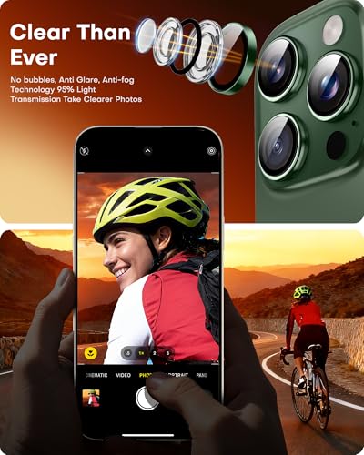 Image of TOCOL Camera Lens Protector for iPhone 13 Pro Max /iPhone 13 Pro Tempered Glass HD Individual Scratch Resistant Camera Cover Accessories Case Friendly 2 Pack(Alpine Green)