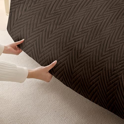 Image of Amazon Basics - Velvet Quilted Make Your Own Sofa Cover |2 Seater | Multi-Layered Fabric |120cm x 70cm | 350 GSM | Color - Brown