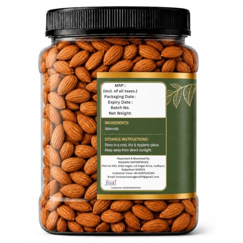 Image of NUTRIZAIKA Natural Almonds 500g | Badam Giri Rich In Protein & Dietary Fiber Almond | Crunchy Texture & Delicious Nutty Flavour | No Added Preservatives Or Artificial Flavors