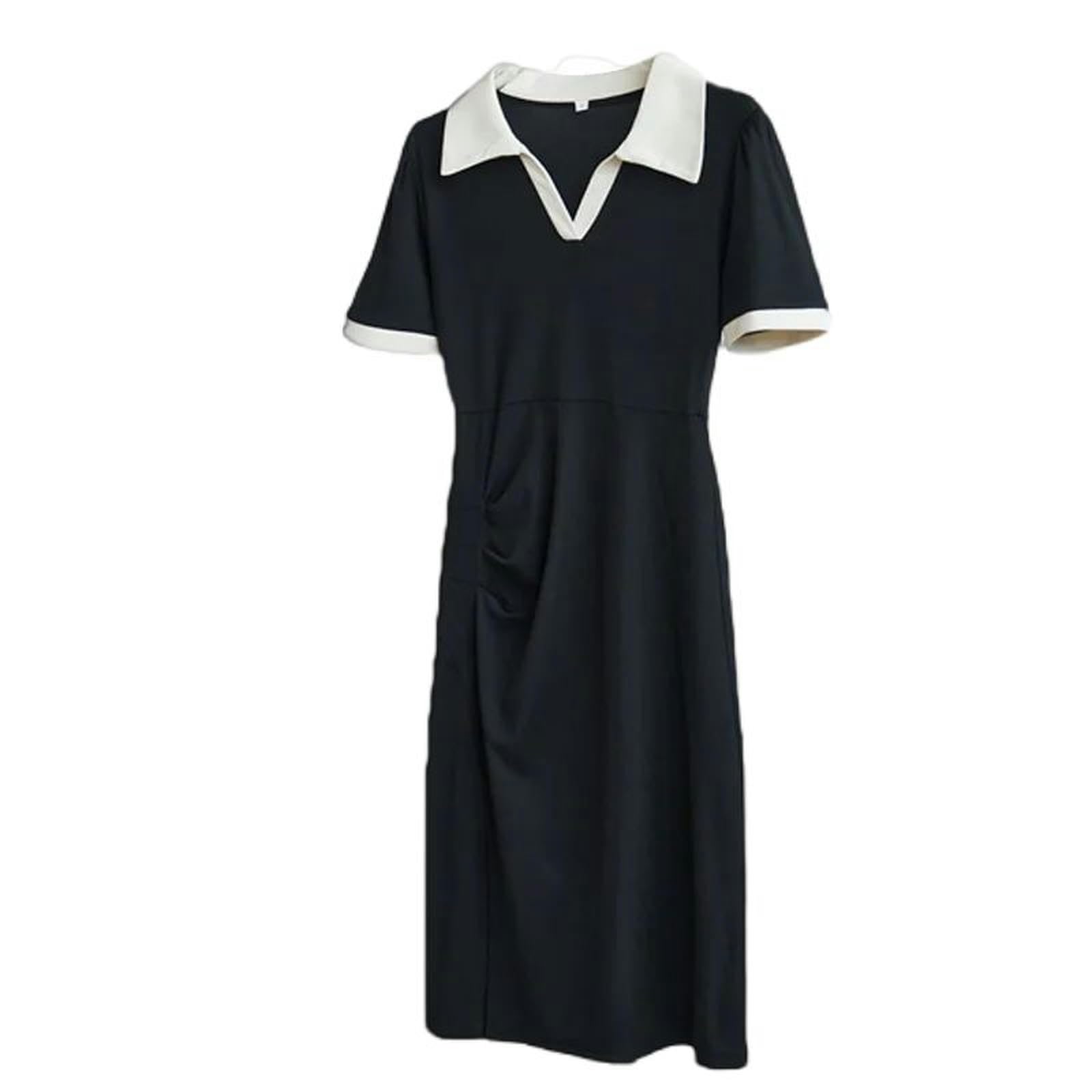 Robe de haute qualité noire à manches courtes vêtement élégant et chic pour femme