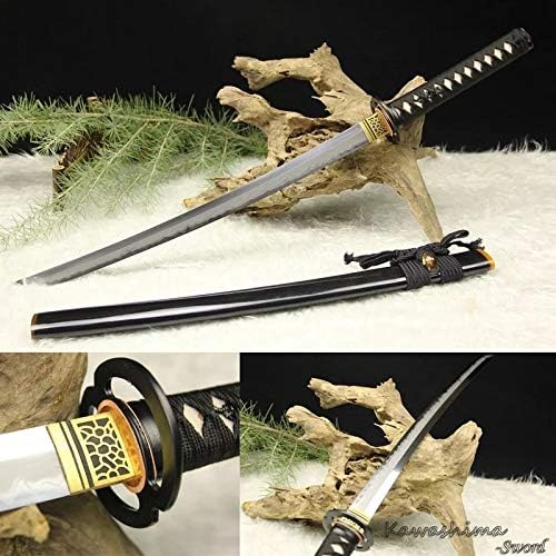 Kawashima Steel Brand Handmade Japanese Wakizashi Katana Sword 1095Clay Tempered with Kobuse Lamination Sharpness