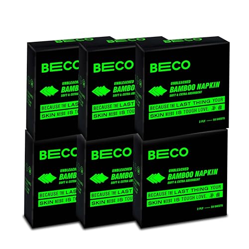 Image of Beco Bamboo Super Soft & Absorbent Serving Tissue Napkins 600 sheets 300 Pulls 2 ply- 100% Natural and Ecofriendly (Pack of 6)