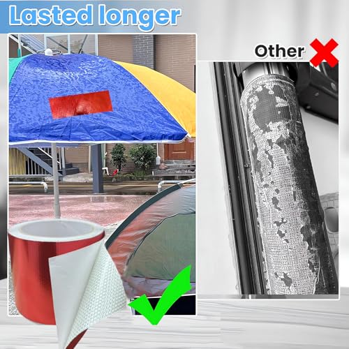 Iwinna Reparaturband Heavy Duty für Markisen, Planen & Bootsabdeckungen | Wasserdichtes Gewebe-Klebeband Outdoor | UV-beständige Rissreparatur für Zelte, Segel & Stoffe | 8CM x 8M, Rot