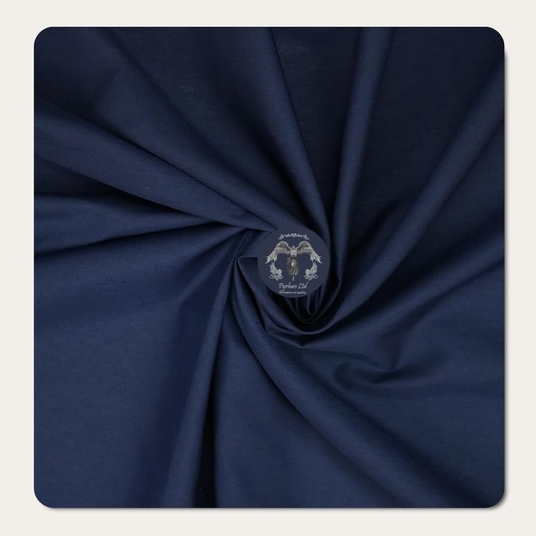 Poplin Polycotton Fabric by The Metre UK, 45 inch Wide Navy Fabric Cotton Polyester Fabric Material, Sewing Material, Lining Fabric, Dressmaking Fabric, Quilting Lining Cloth, by Pyrhan, (Navy)