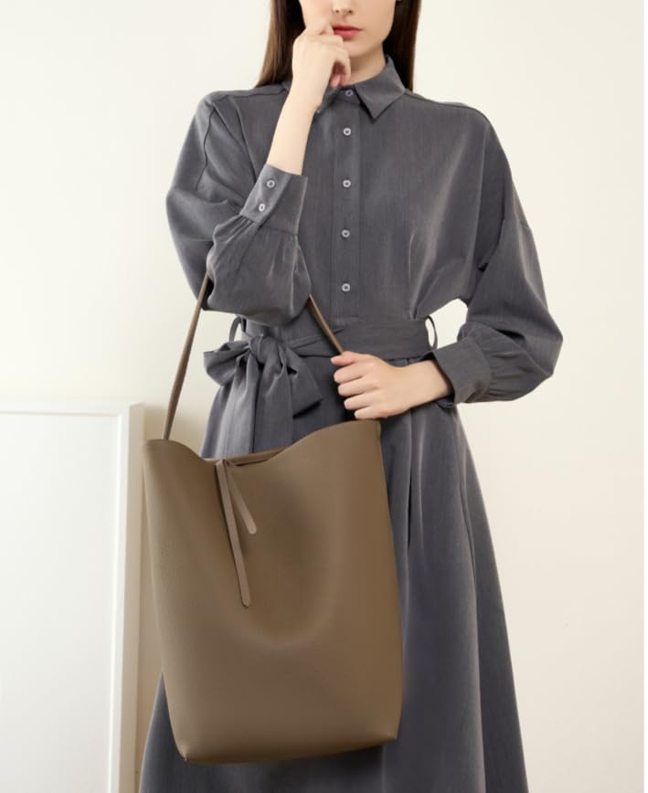 Women's Leather Togo Cowhide Shoulder Underarm Bucket Bag Large Capacity Totes Leisure Versatile Chic Stylish Hobo Elegant3