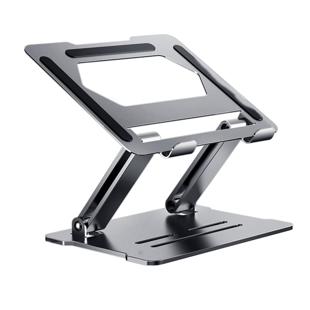Soporte para computadora portátil para oficina y escritorio elevado de aluminio negro