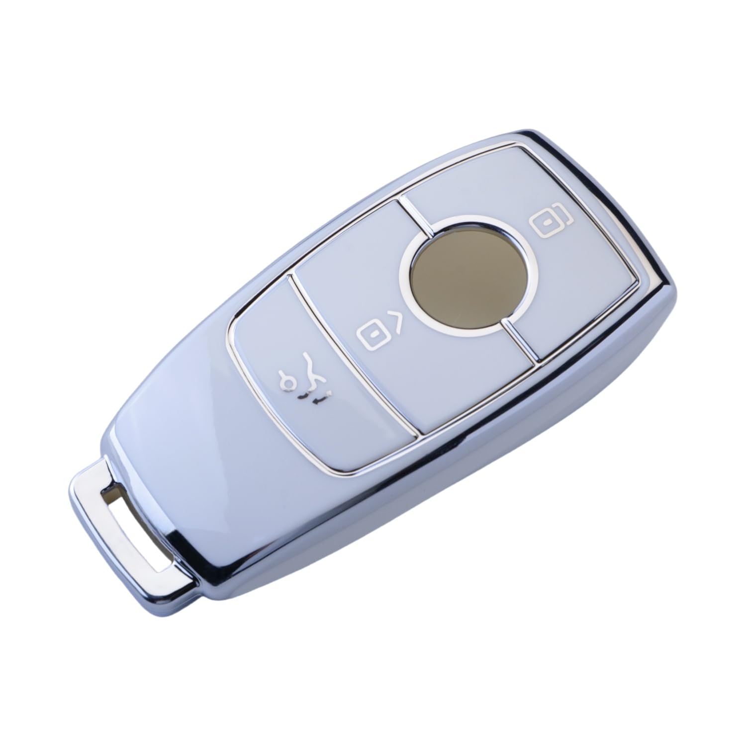 RUXYAXFOL TPU copertura chiave auto per Mercedes Benz S/A/G/B/E/C Classe AMC CLA CLE CLS GLA GLC GLE GLK GLS W221 W222 Custodia chiave auto, 2 pezzi, bianco argento