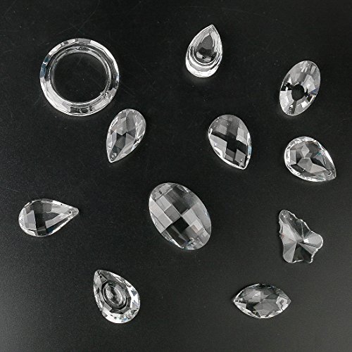 H&D 11pcs Clear Crystal Chandelier Lamp Lighting Drops Pendants Balls Prisms Hanging Glass Prisms Parts Suncatcher Home/House Decor