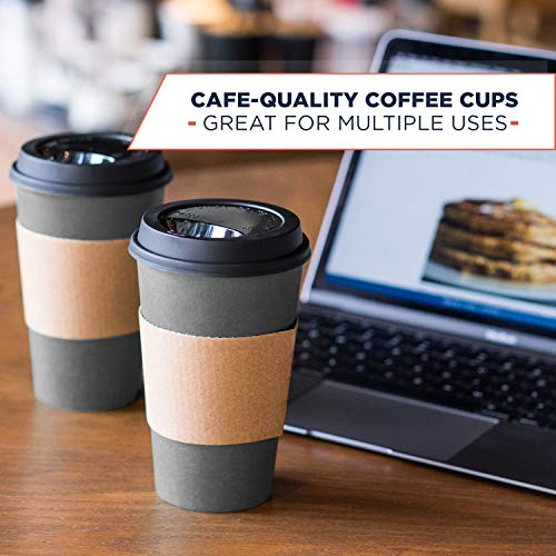 Disposable Coffee Cups With Lids - 16 oz To Go Coffee Cups (80 Set) With Sleeves and Lids Prevent Leaks. Paper Togo Hot Cup Holds Shape With Hot, Cold Drinks. Insulated to Protect Fingers from Heat! - Thumbnail 7