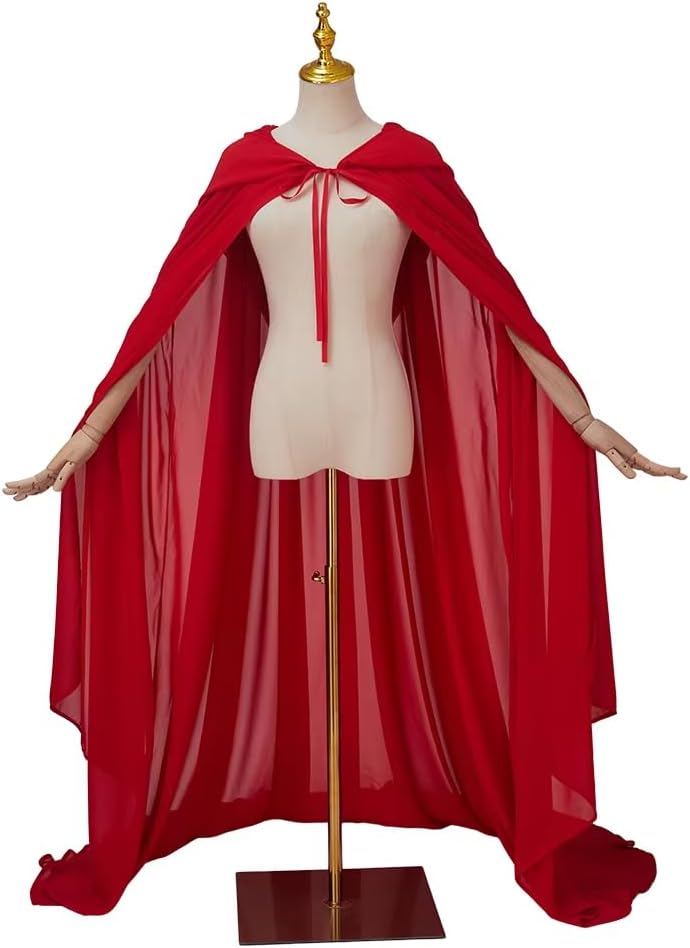 Hooded Long Cloak Women Wedding Tulle Cape Bridal Dress Robe Red Riding Hood Cape Halloween Christmas Cloak