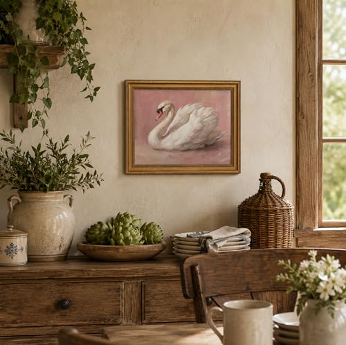 Image of NALEPS Vintage Swan Framed Wall Art, Swan Picture Wall Decor,12x16 In