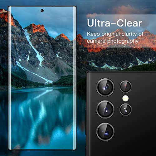JETech Camera Lens Protector for Samsung Galaxy S22 Ultra 5G 6.8-Inch, 9H Tempered Glass Metal Individual Ring Cover, Easy Installation Tray, HD Clear, 1 Set (Phantom Black) - Image 2