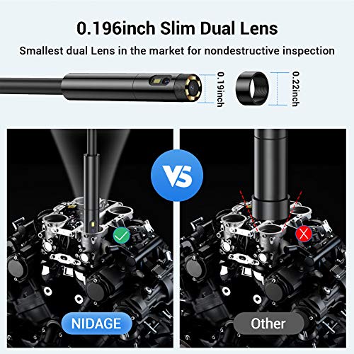 5.0Mm Dual Lens Inspection Camera Nidage Endoscope With 5" 1080P Hd Ips Screen, Automotive Industrial Snake Camera Ip67 Waterproof Borescope With 32Gb Card Flashlight Eva Case 7 Leds (11.5Ft) #TOP2