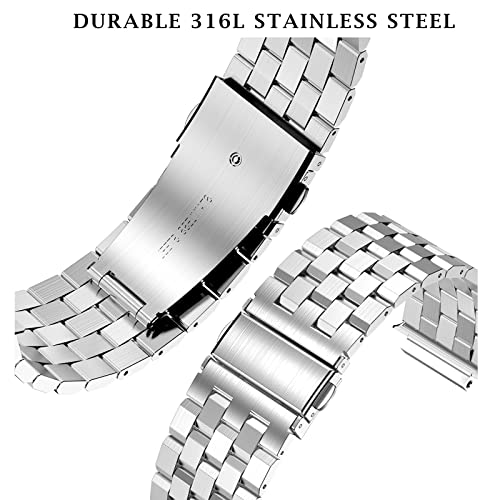 Image of SUPLINK Stainless Steel Case and Bands Compatible with Men Apple Watch Band 40mm 41mm 38mm, Metal Rugged Protective Bumper for iWatch Apple Watch Series 9 8 7 6 5 4 3 2 1 SE Band, Silver