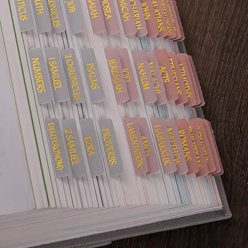 Thinkor Reposicione abas bíblicas laminadas de folha dourada, adesivos de impressão grande, abas bíb