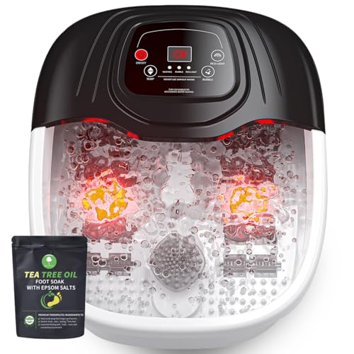MODILIC Foot Soaking Tub, Foot Spa Bath Massager with Heat, Epsom Salt,Bubbles, Vibration and Red Light,Foot Soaker, Birthday Gifts for Mom Dad Women Men Her Him