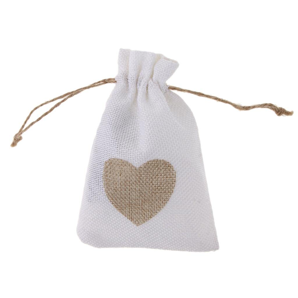 ZOOMELLA 10pcs Burlap Jute Drawstring Pouch Gift Bags Sack Wedding