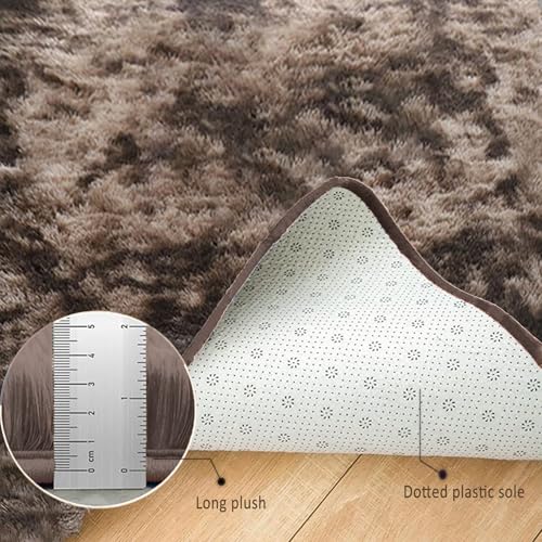 Tapis de chambre enfant super doux et grand tapis salon marron lavable avec envers antidérapant