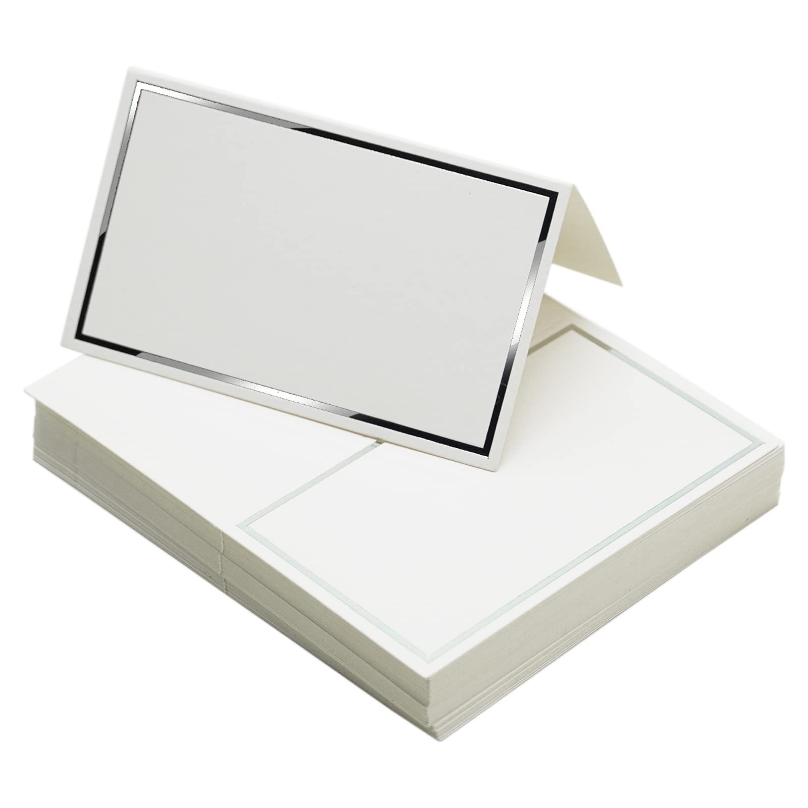 SZCXDKJ Table Place Cards 50Pcs - Wedding Place Cards White Blank Tent Card Name Cards for Table Setting Weddings Party Dinner Reception Seating Food Home Decorations Office (Gold)