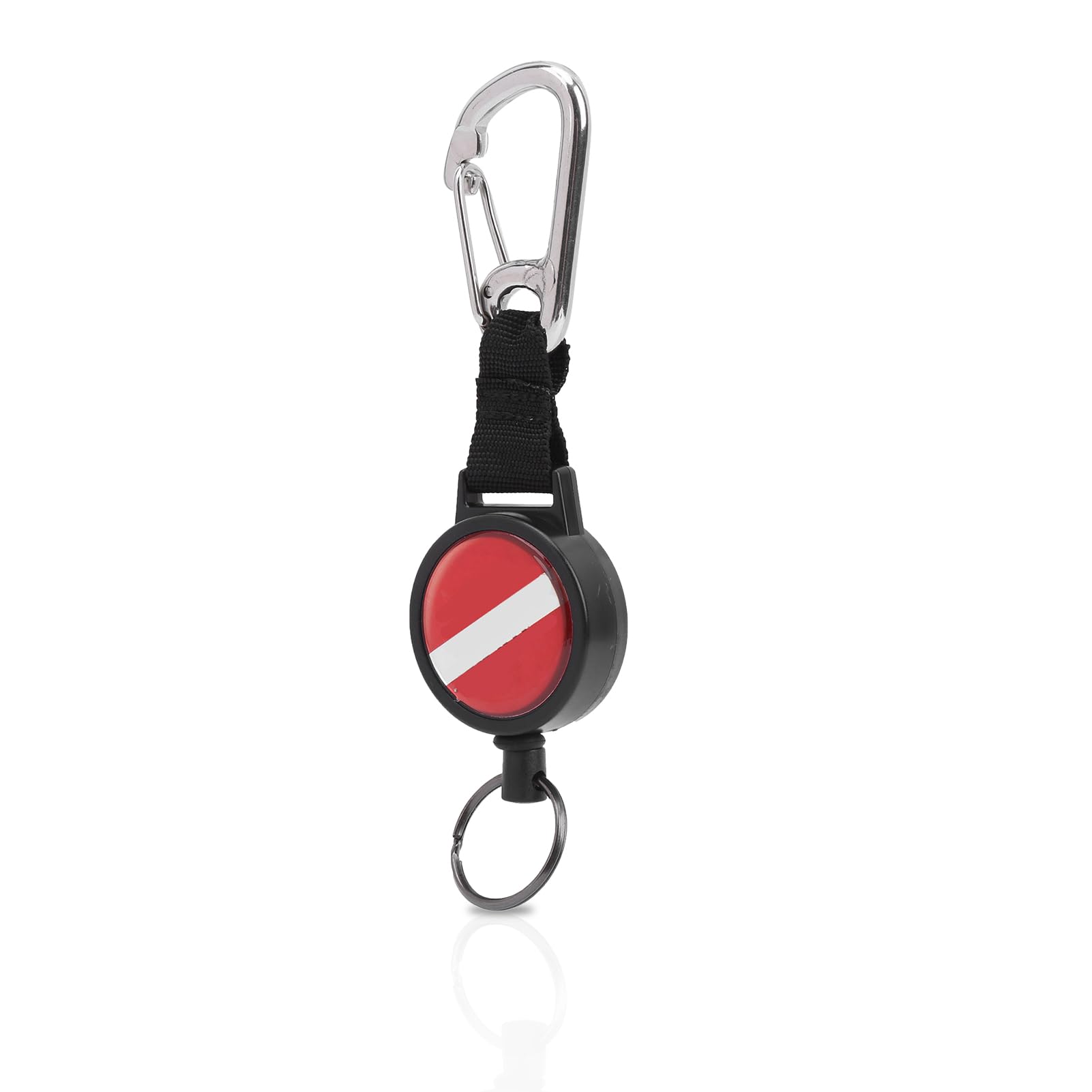 Scuba Retractor Clip, Anti-Lost Diving Edelstahldraht Stretch-Federseil mit Lanyard-Schlüsselring BCD-Zubehör zum Tauchen, Schwimmen