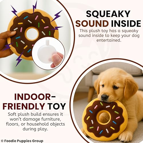 Image of Foodie Puppies Interactive Squeaky Plush Dog Chew Toy - (Sprinkle Doughnut Plush Toy) | Soft Cotton-Filled, Durable & Bite-Resistant for Puppies & Small Dogs | Fun Play, Teething & Dental Exercise