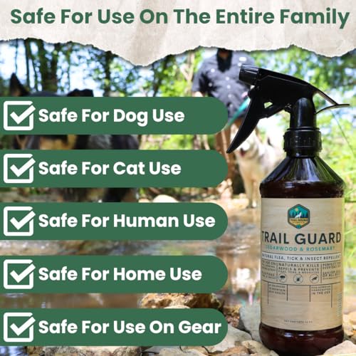 Trail Guard Natural Insect, Flea and Tick Spray for Dogs, People & Home by Trail Hound – 16oz Plant-Based Insect & Tick Repellent for Dogs & People – Kid Safe – DEET Free – Flea and Tick Prevention Trail Guard Natural Insect, Flea and Tick Spray for Dogs, People & Home by Trail Hound – 16oz Plant-Based Insect & Tick Repellent for Dogs & People – Kid Safe – DEET Free – Flea and Tick Prevention